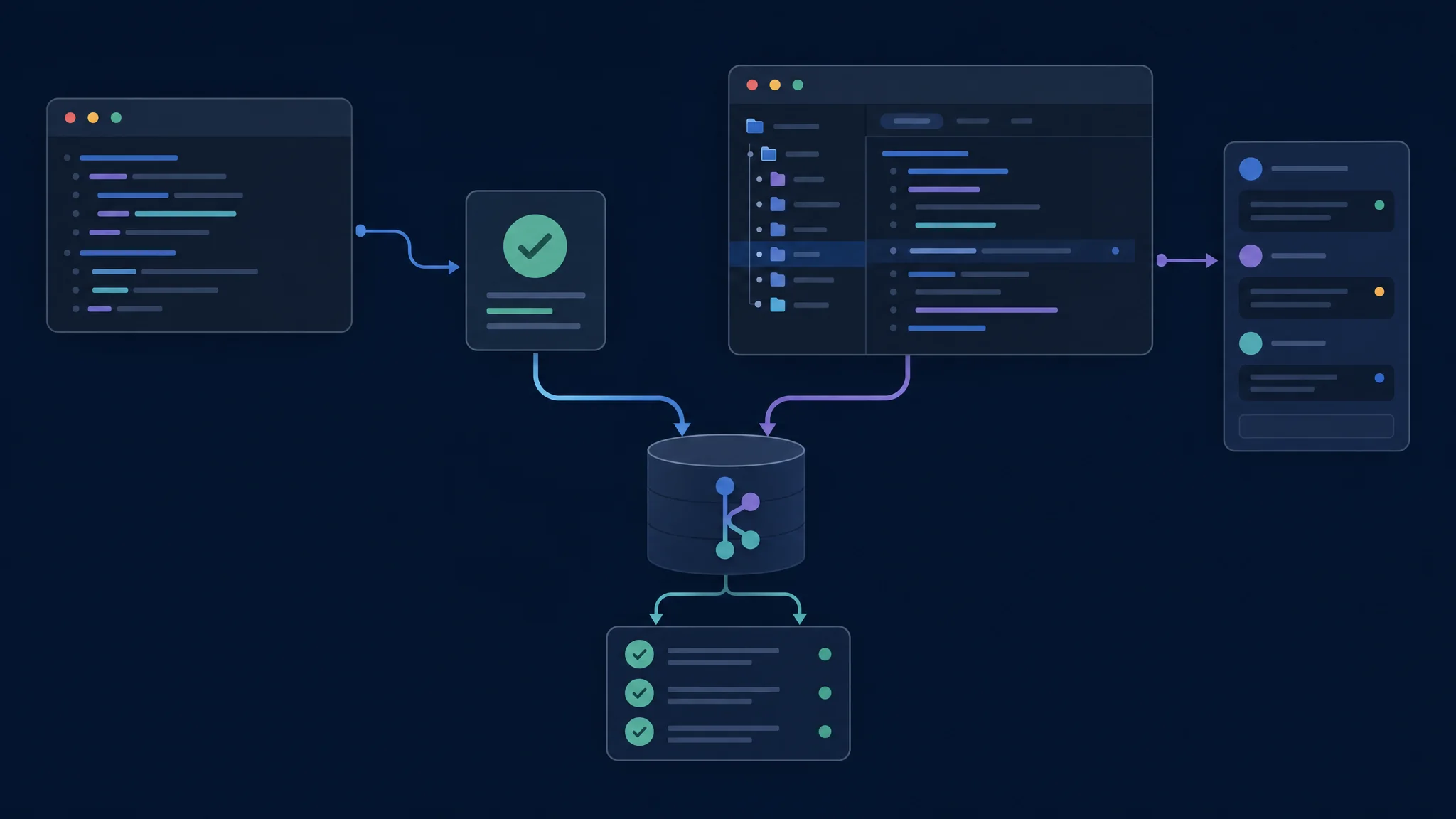 Panneaux d'automatisation du terminal et de revue desktop reliés au même dépôt et à une checklist de validation indépendante