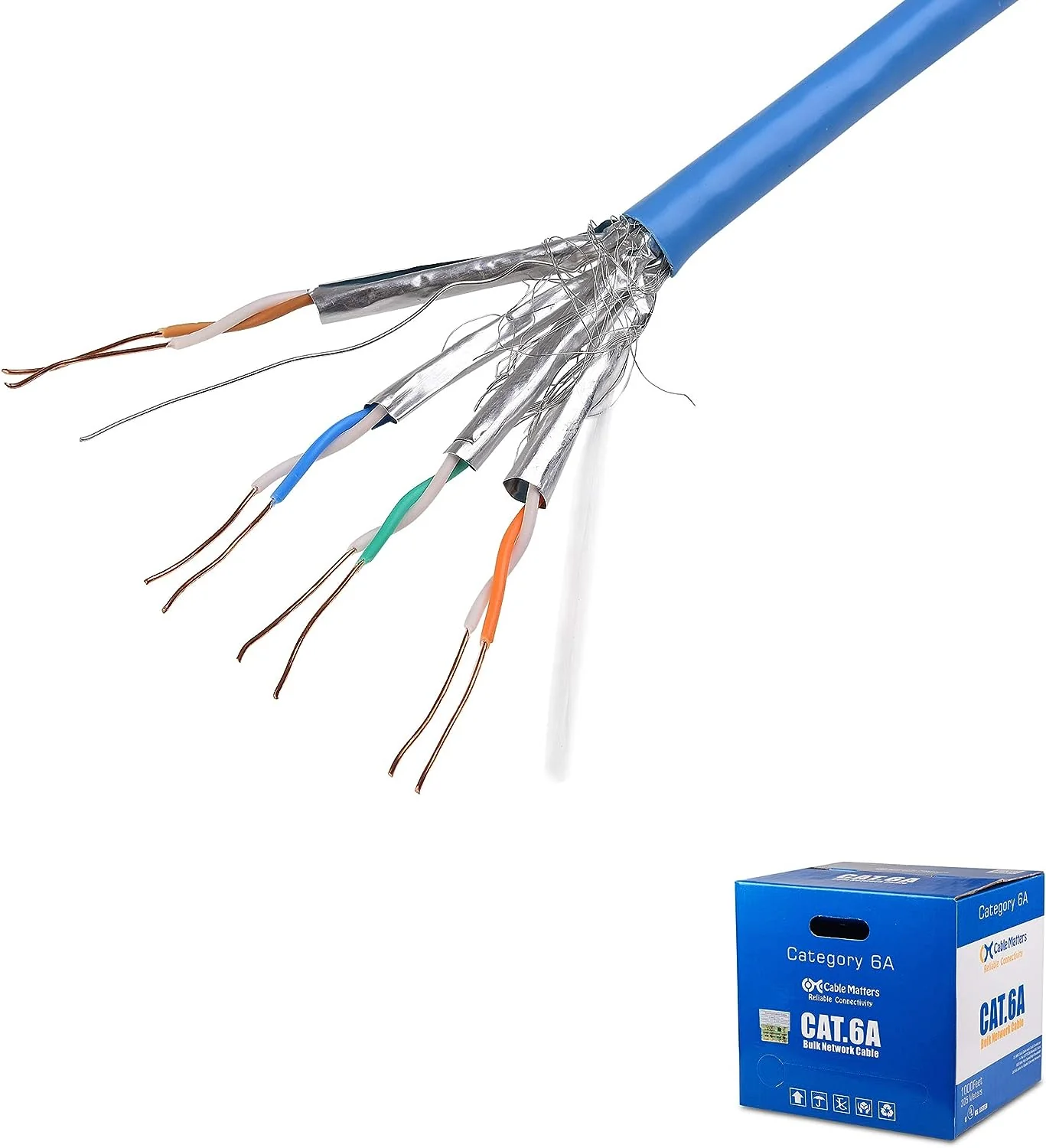 Cable Matters Câble Cat 6A blindé cuivre nu 10Gbps homologué UL pour installation murale (cm)