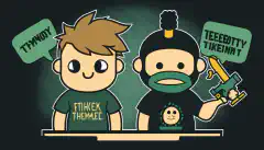 Image animée représentant deux personnages, l'un portant une chemise HackTheBox Academy et l'autre une chemise TryHackMe, chacun avec une bulle de pensée au-dessus de sa tête contenant un symbole pertinent pour sa plateforme et les deux personnages se tenant sur une balançoire en équilibre au milieu.