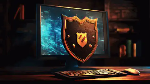 Image représentant un bouclier protégeant un ordinateur, symbolisant la vie privée et la sécurité dans le monde numérique.